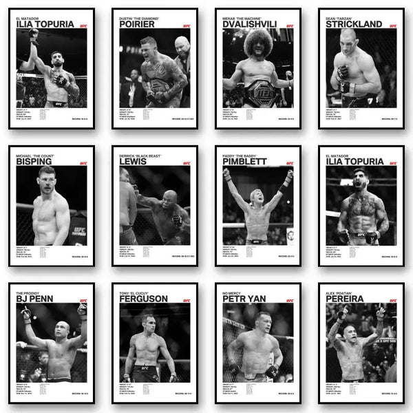Black & White Fighter Canvas Posters — Unframed