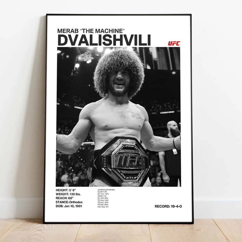 Black & White Fighter Canvas Posters — Unframed