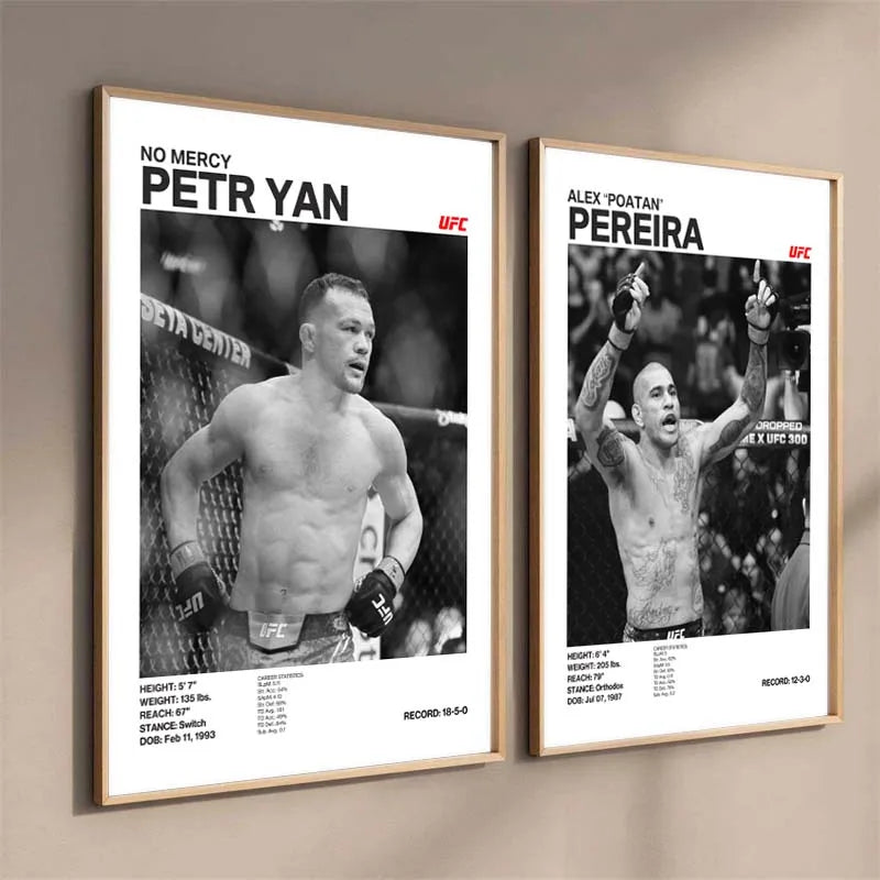 Black & White Fighter Canvas Posters — Unframed