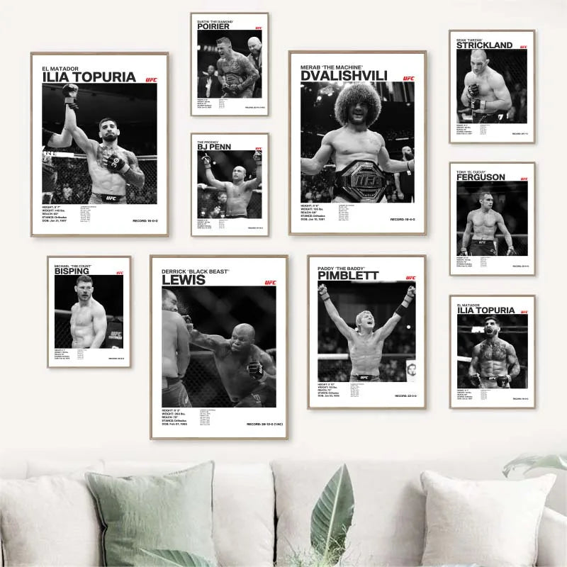 Black & White Fighter Canvas Posters — Unframed