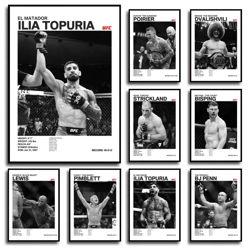 Black & White Fighter Canvas Posters — Unframed