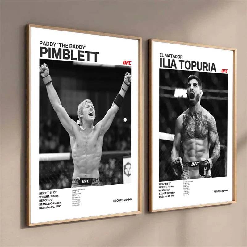 Black & White Fighter Canvas Posters — Unframed